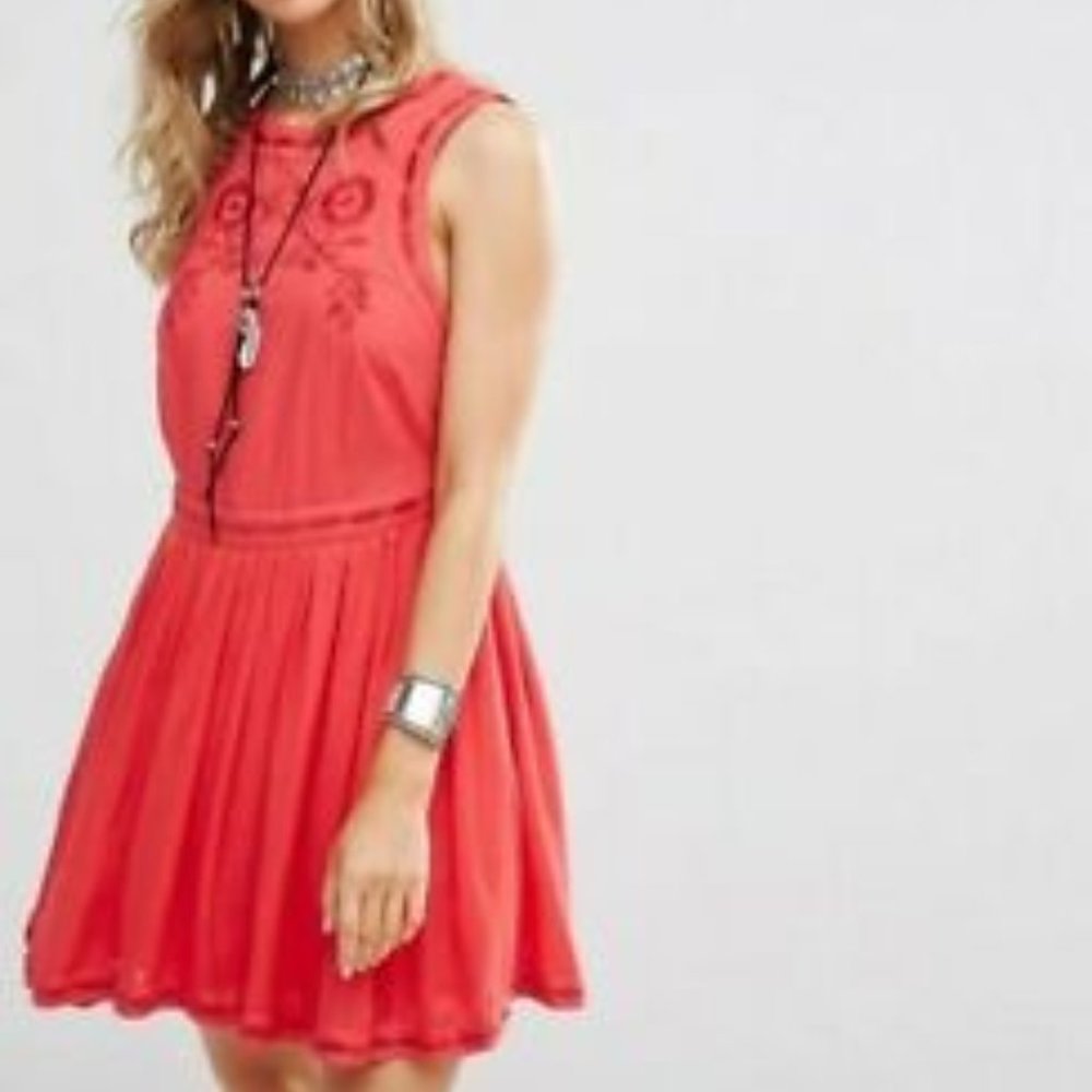 Free People birds of a feather embroidered mini dress size 6 - Picture 4 of 14